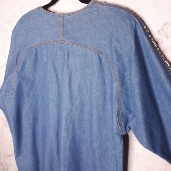 Pinky West Denim Batwing Jacket Silver Studs Large - Picture 7 of 9